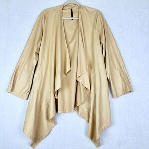 IC Collection By Connie K Faux Suede Open Drape Cardigan Size XL Butter Yellow